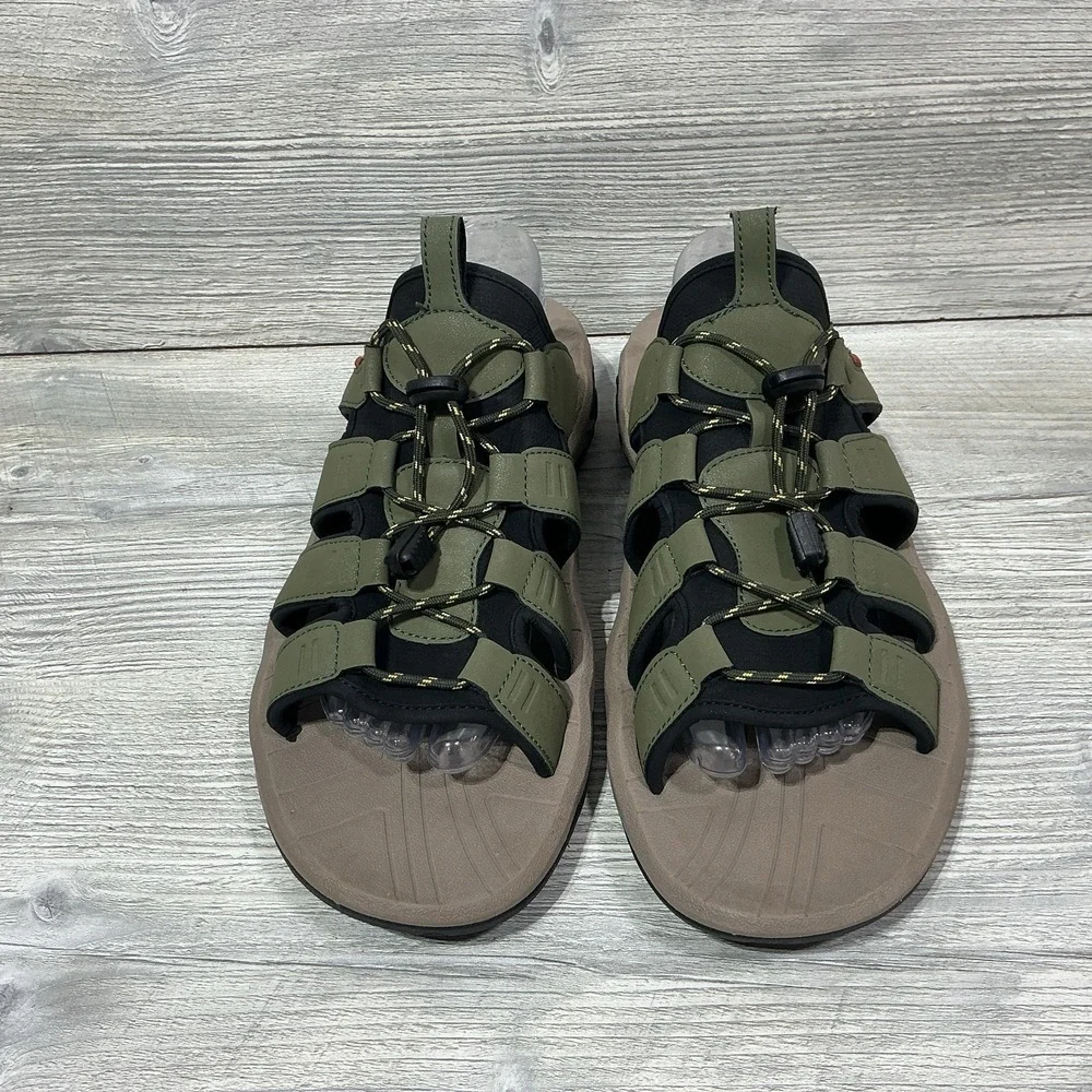 Mens Rockport Green Byron Bungee Outdoor Slide Sandals Shoes Adjustable Size 12M